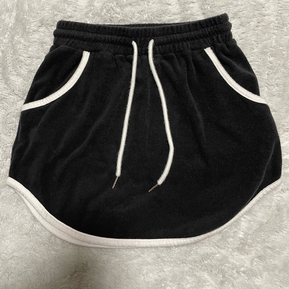 No Boundaries Terry Cloth Skirt with Curved Hem and Pockets